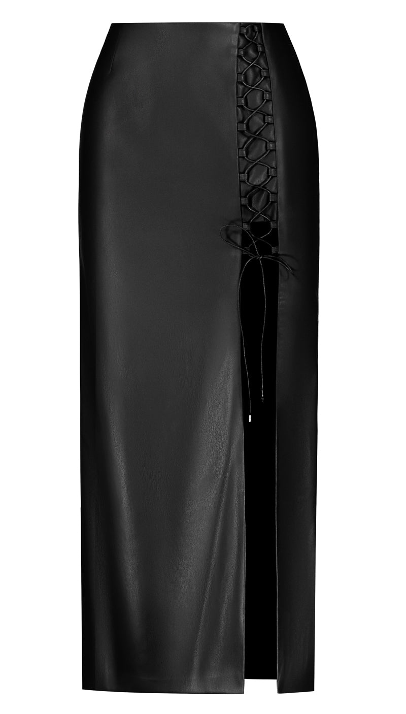 Black faux leather skirt