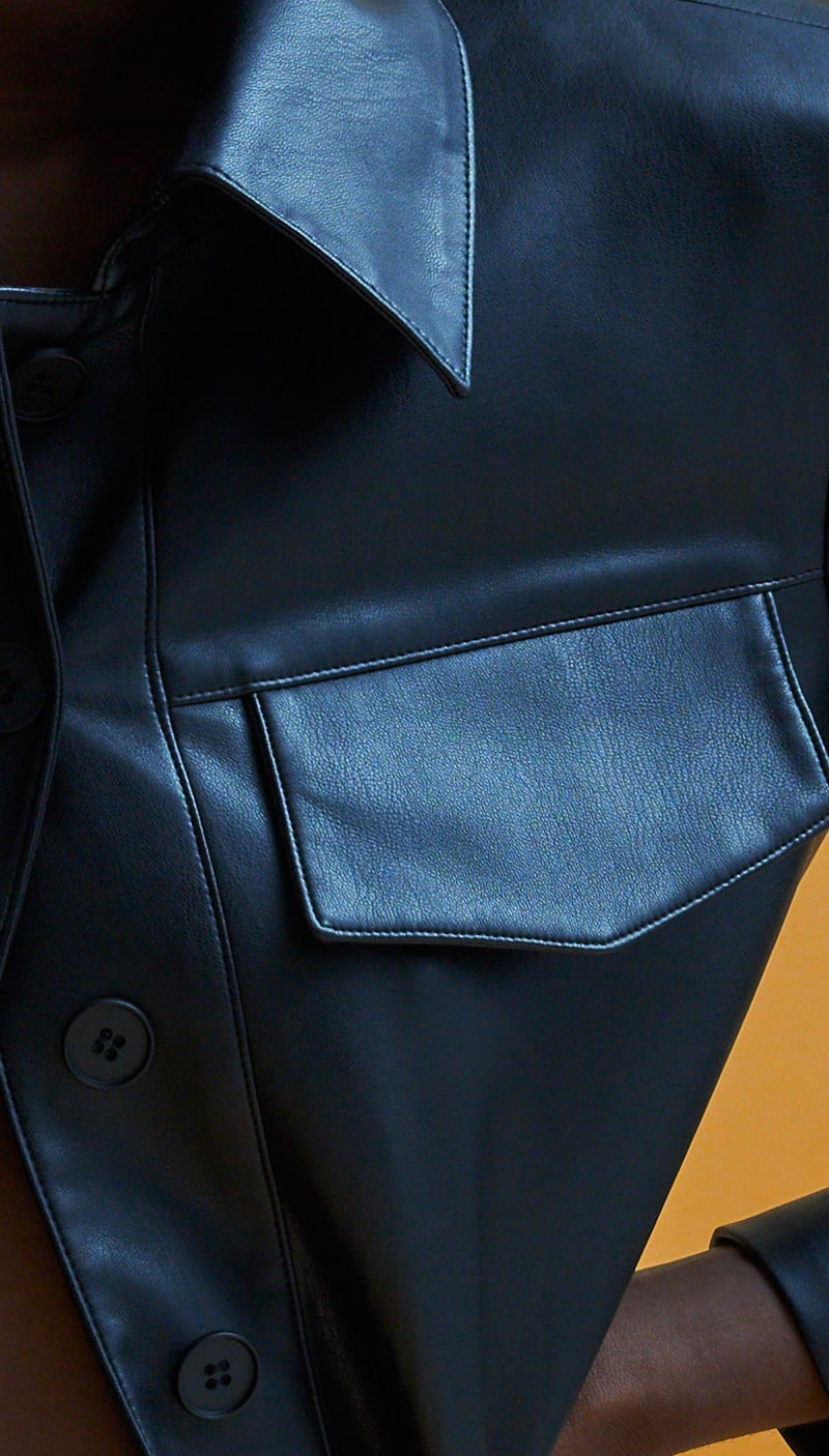 
                  
                    Black faux leather jacket
                  
                